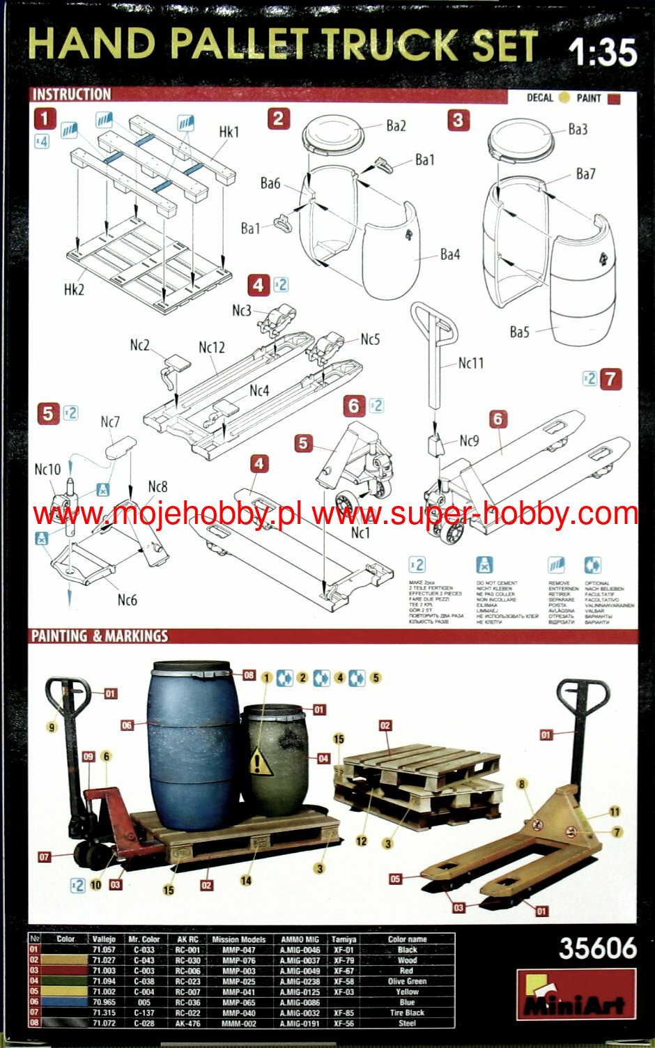 MiniArt 35606 Hand Pallet Truck Set Scale Plastic Model Kit 1/35 for sale online 